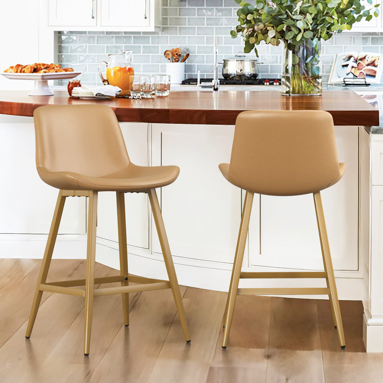 Cream leather bar discount stools with backs